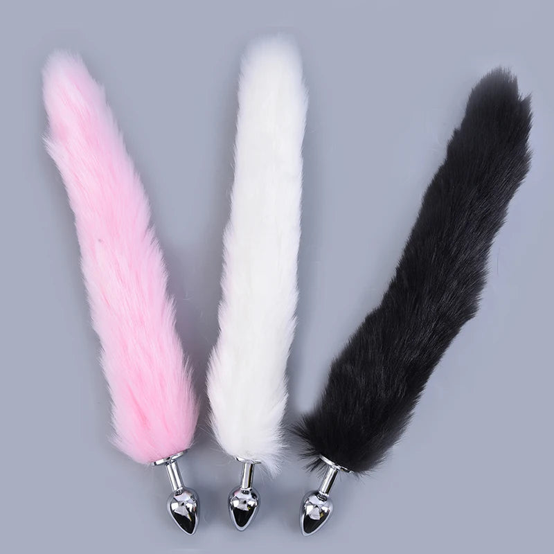 Metal Plush Rabbit Fox Tail Anal Plug Prostate Massager Butt Plug Rabbit Ear BDSM Sex Toys for Women Adult Sex Game