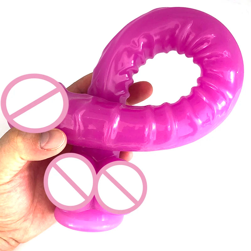 LUUK Super Long 40cm Dildo Suction Cup Soft Dick Irregular Stripe Stimulate Massage Vaginal Masturbation Woman Realistic Penis