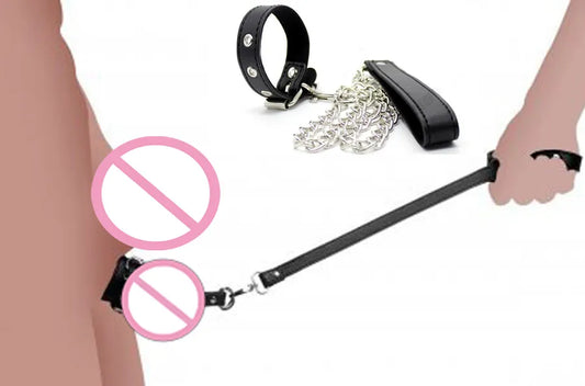 Leather Scrotum Leashes Cockring, Cock And Ball Chastity Cage ,Add Weight Penis Ring Bondage,Ball Strethcer for CBT