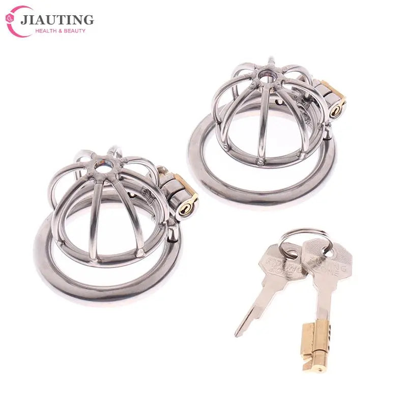 3Sizes 40/45/50mm Stainless Steel Metal Male Chastity Cage Device Restraint Spiked-ring With Lock