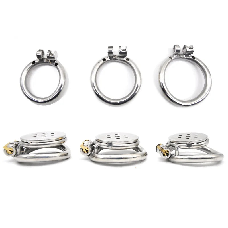 Male Chastity Device Flat Round Hole Metal Chastity Lock,Cock Cage,Urethra Catheter,Penis Ring,Bondage Belt Sex Toys For Men Gay