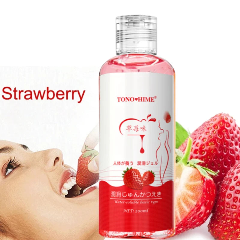 200ml Strawberry Flavor Edible Lubricant for Anal Vaginal Oral Sex Silicone Lubricating Oil Adult Sex Products Body Massage Gel