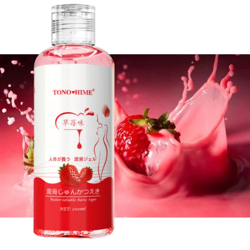 200ml Strawberry Flavor Edible Lubricant for Anal Vaginal Oral Sex Silicone Lubricating Oil Adult Sex Products Body Massage Gel