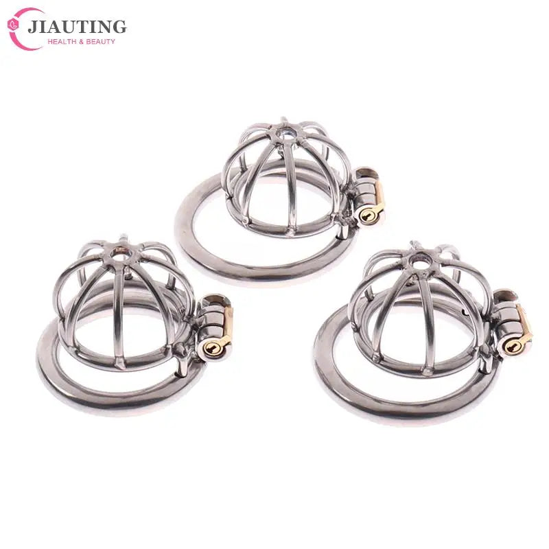 3Sizes 40/45/50mm Stainless Steel Metal Male Chastity Cage Device Restraint Spiked-ring With Lock