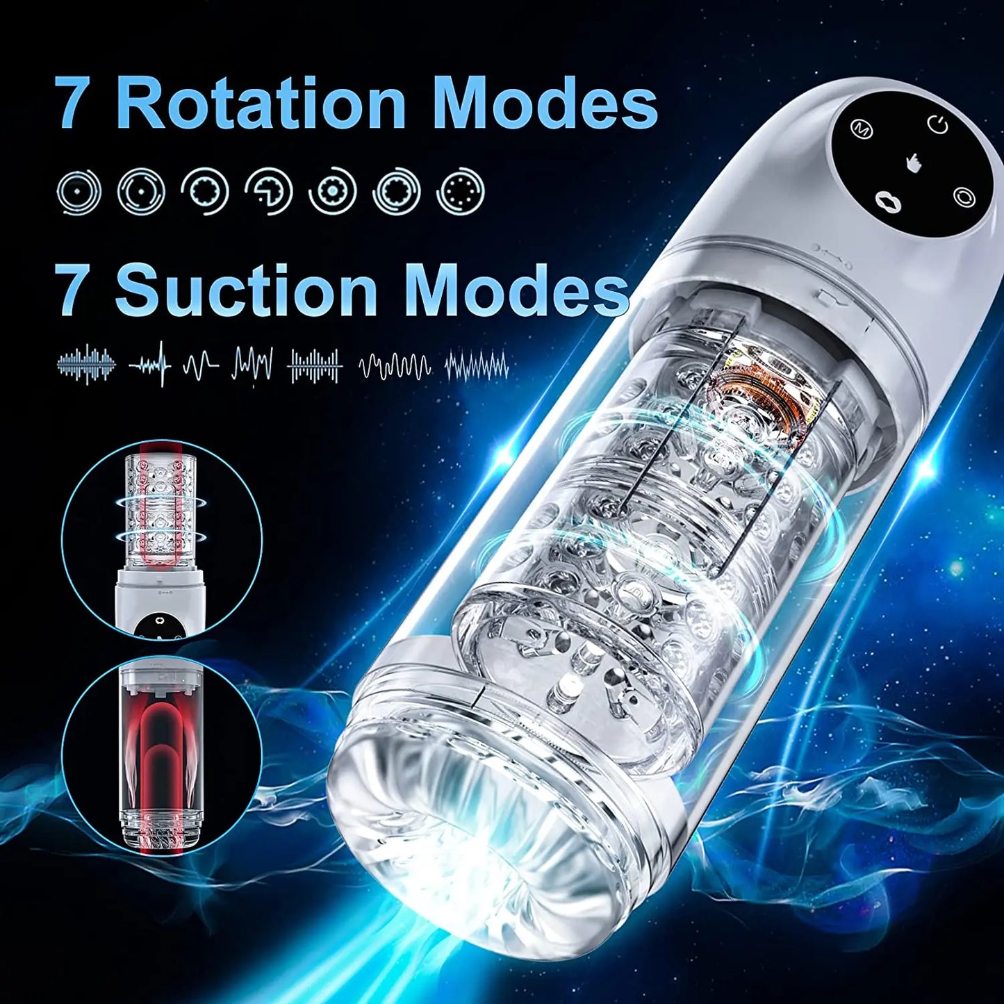 Automatic Rotation Male Masturbator IPX7 Waterproof Silicone Vagina Blowjob Sucking Machine Sex Toys for Men Masturbation Cup