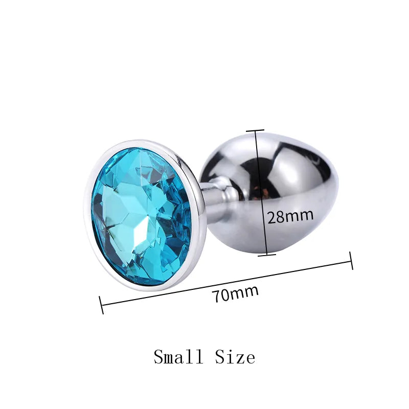 Metal Anal Plug Beads Crystal Jewelry Round Butt Plug Stimulator Sex Toys Dildo Stainless Steel Anal Plug for Gay Couple