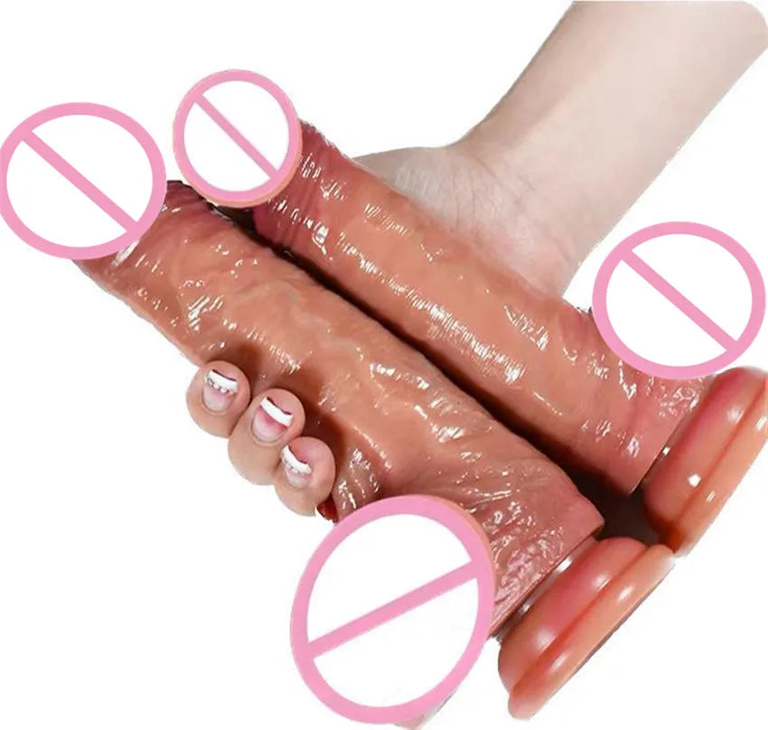 2.0 Dick Upgraded Version Of Sliding Testicle Realistic Penis For Women Sliding Foreskin Dildo Anal Sex Toy For Couple Silicone