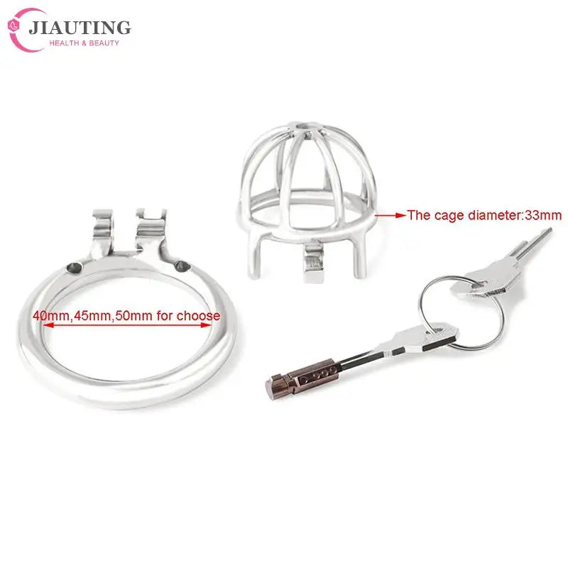 3Sizes 40/45/50mm Stainless Steel Metal Male Chastity Cage Device Restraint Spiked-ring With Lock