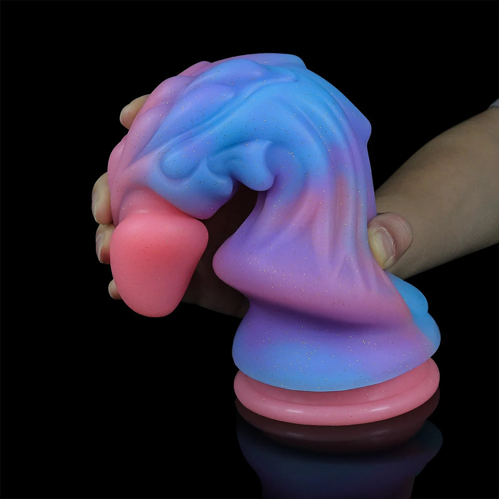 New Luminous Dildos Colourful Glowing Huge Penis Anal Butt Plug G-spot Toys Shaped Dragon Monster Dildo with Suction Cup Women