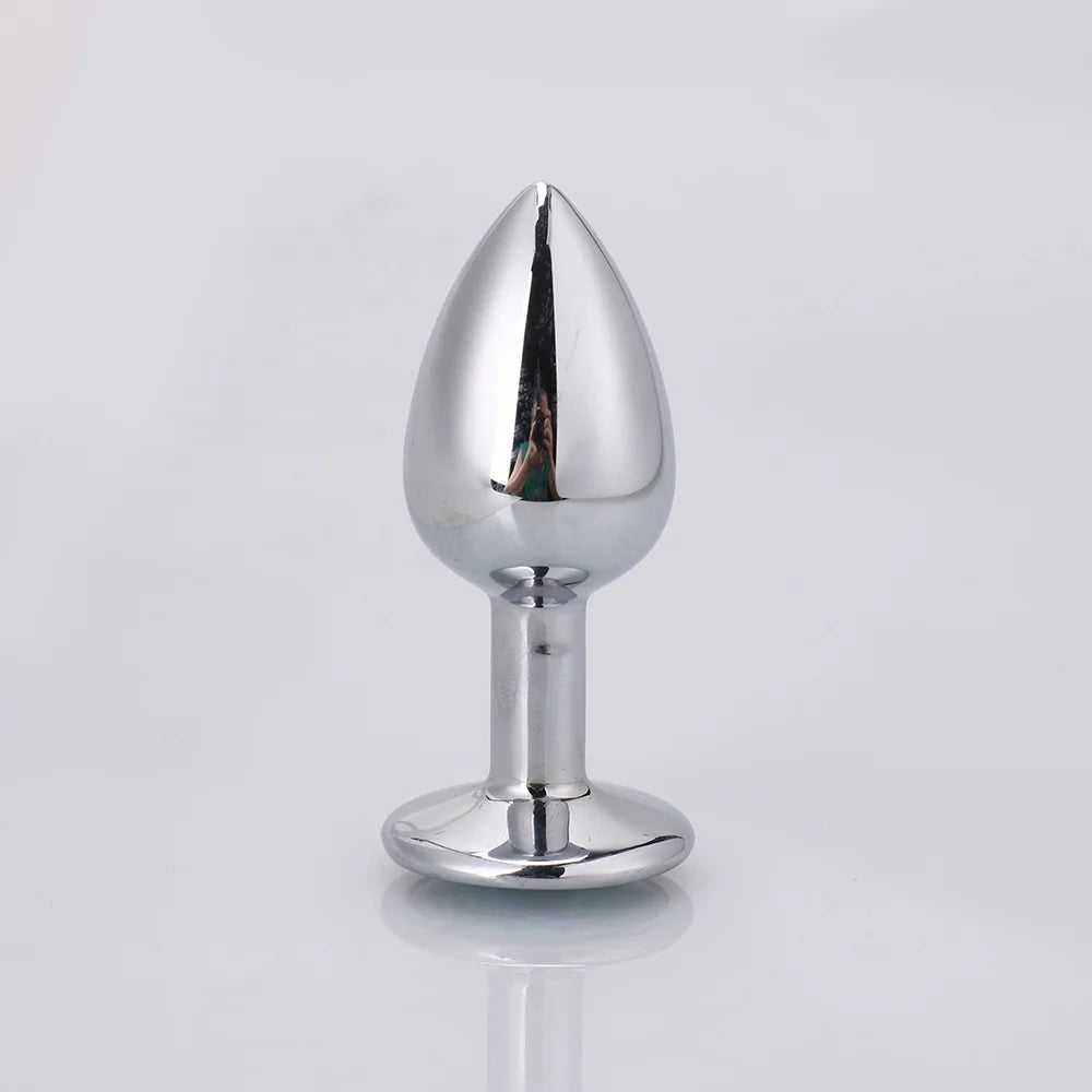 Metal Anal Plug Beads Crystal Jewelry Round Butt Plug Stimulator Sex Toys Dildo Stainless Steel Anal Plug for Gay Couple